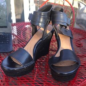 🚨B2G1  UGG Black Espadrille Wedged Open Toe Ankle Strapped Sandals